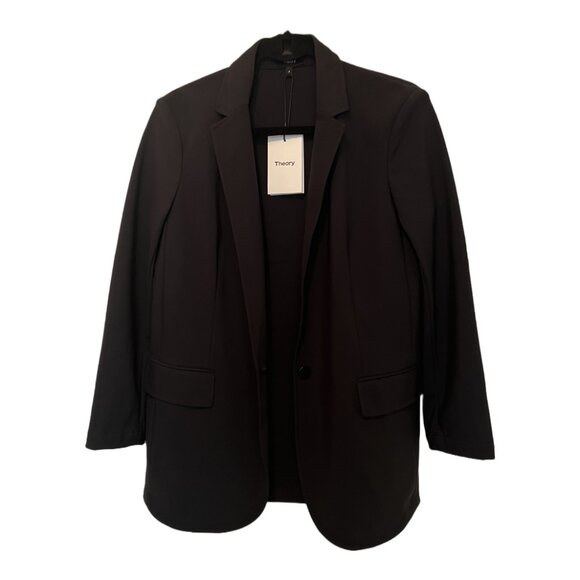 😮NWT - THEORY Casual Blazer K - Sz 2 - MSRP $440 Precision Ponte Black L0827114 - Picture 3 of 9